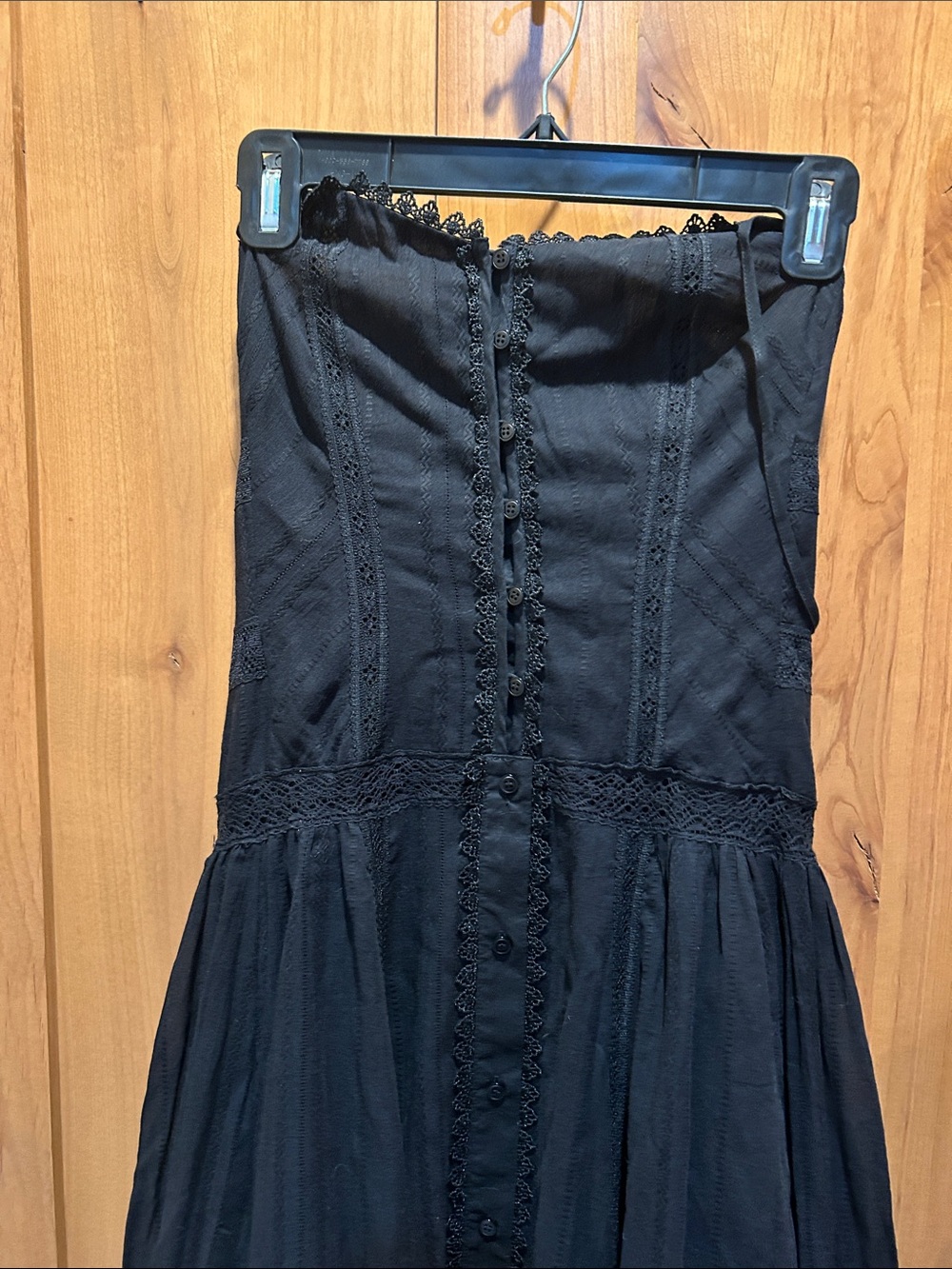 bebe Black Lace-Trim Maxi Dress